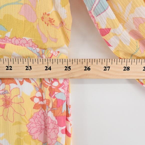 TORRID Dress Size 2X Peach Floral Print Gauze Hi-Lo VNeck Shirred Embroidery - Picture 6 of 15